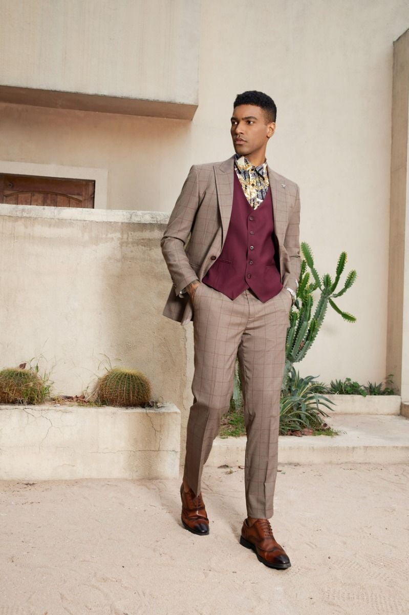 Stacy Adams Mens 3Piece Hybrid Suit  Reversible Accent Vest Professional Look - 38 Short Jacket+32 Waist Adjustable 28to34)(Height: 5 4 to5 7 )(Neck  15-16.5)S-M)
