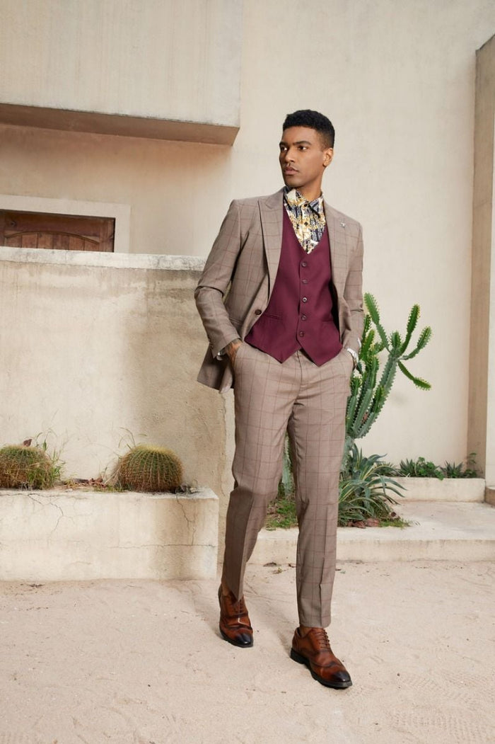Stacy Adams Mens 3Piece Hybrid Suit  Reversible Accent Vest Professional Look