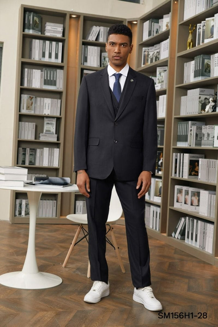 Stacy Adams Men's Hybrid Suit - Solid Texture, 3 Piece blue