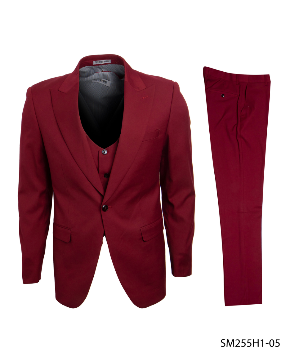Stacy Adams Men's Executive 3-Pc Suit - Bold Color - 38 Short Jacket+32 Waist Adjustable 28to34)(Height: 5 4 to5 7 )(Neck  15-16.5)S-M)