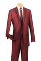 Vinci Men's Slim Fit Sharkskin Suit with Trimmed Shawl Lapel