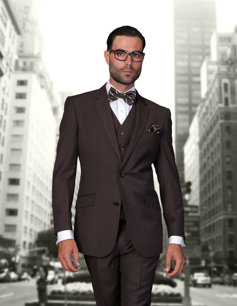 Men's Tailored Fit 100% Wool 3 Piece Suit - Outlet