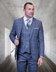 Men's Plaid Wool 3 Piece Suit | 100% Wool | Windowpane Texture Business Pattern Modern Fit Side Vented Design