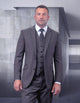 Sleek Plaid Windowpane Texture Business Pattern Modern Fit Side Vented Men's 100% Wool 3 Piece Suit Perfect for Formal Occasions