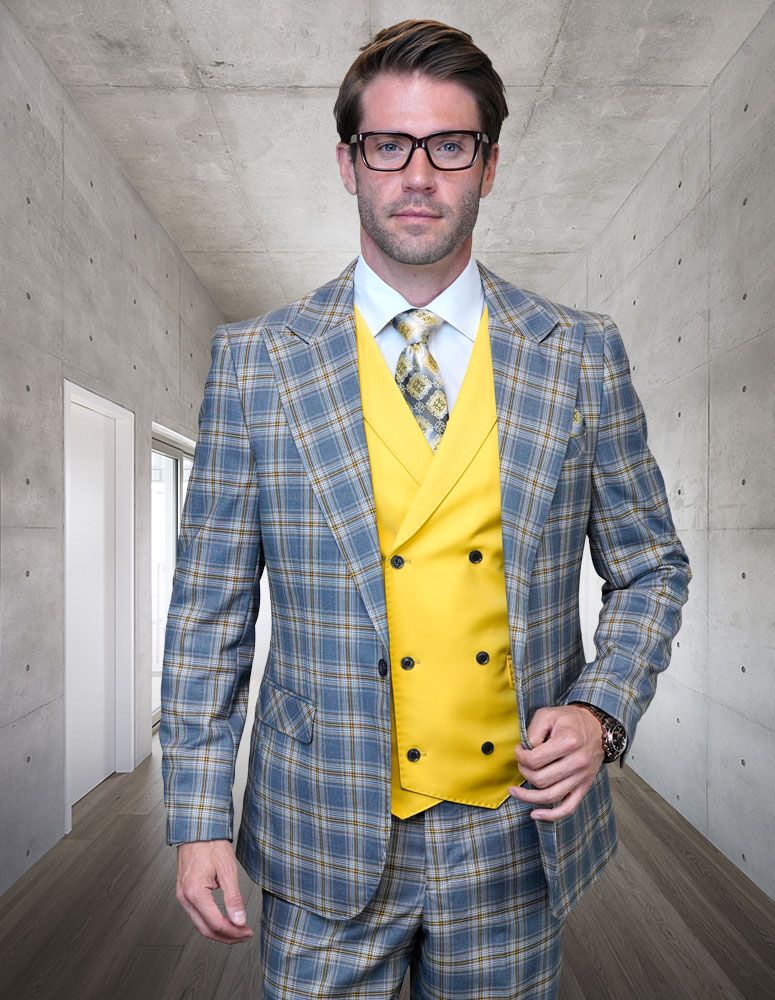 Unique Men's 100% Wool 3-Piece Suit Statement Color Design