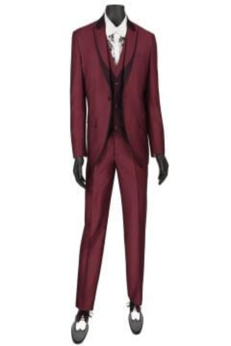 Vinci Men's Wool Feel Slim Fit 3-Piece Suit - Award-Winning Fashion Accents