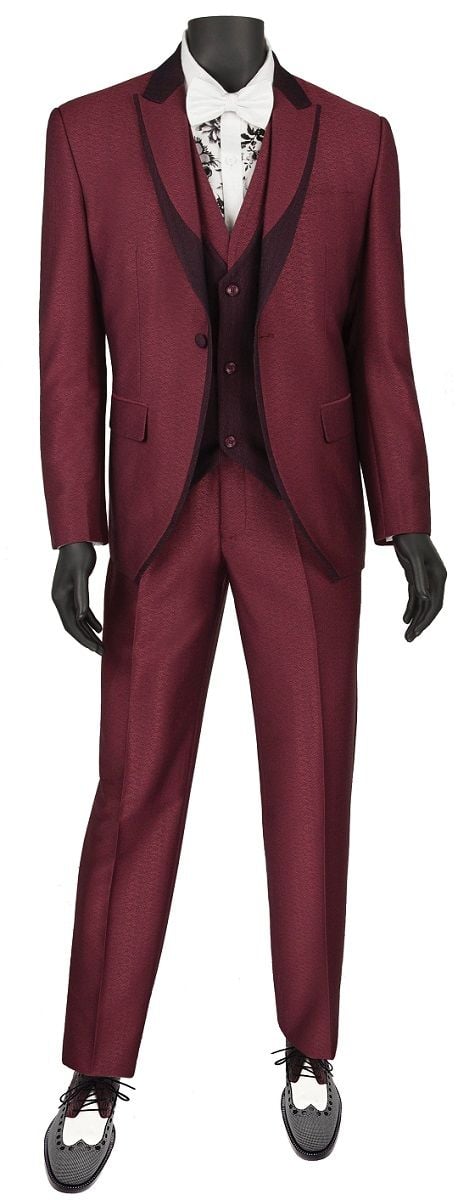 Vinci Men's Wool Feel Slim Fit 3-Piece Suit - Award-Winning Fashion Accents