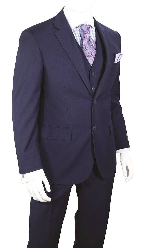 Vittorio St Angelo Men's 3-Piece Classic Suit - Modern Fit with Tailored Design