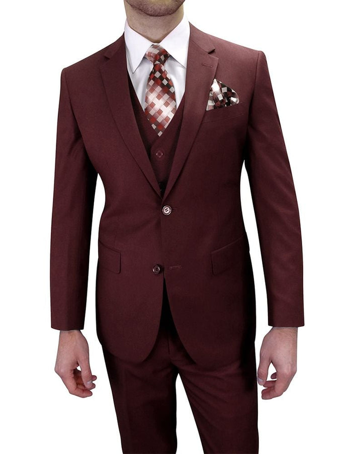 Statement Men's Outlet Wool 3-Piece Suit - Bright Hues white