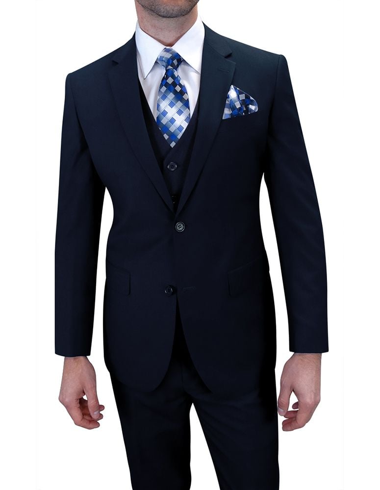 Royal Diamond Men's 3-Piece Poplin Suit  Business Ready Fashion