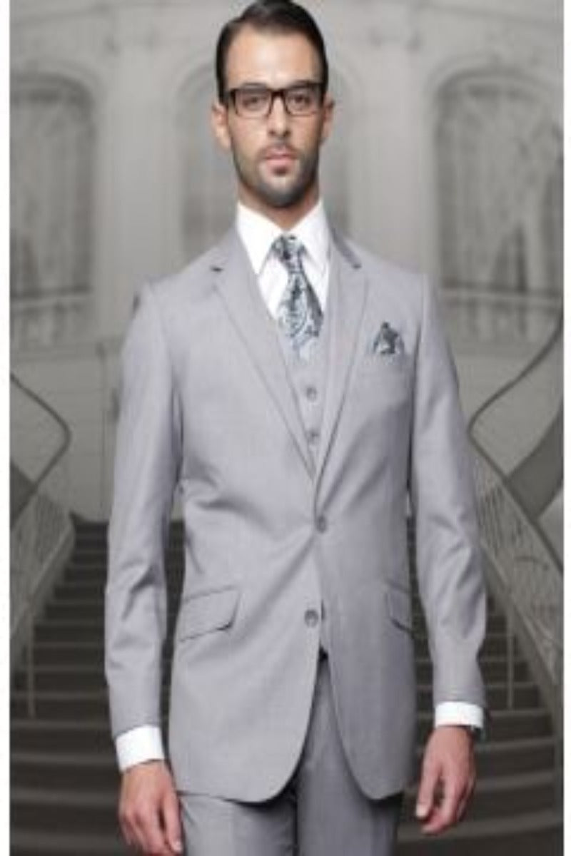 Statement Men's Wool Fashion Suit - Solid Color, 3-Piece - 38 Short Jacket+32 Waist Adjustable 28to34)(Height: 5 4 to5 7 )(Neck  15-16.5)S-M)