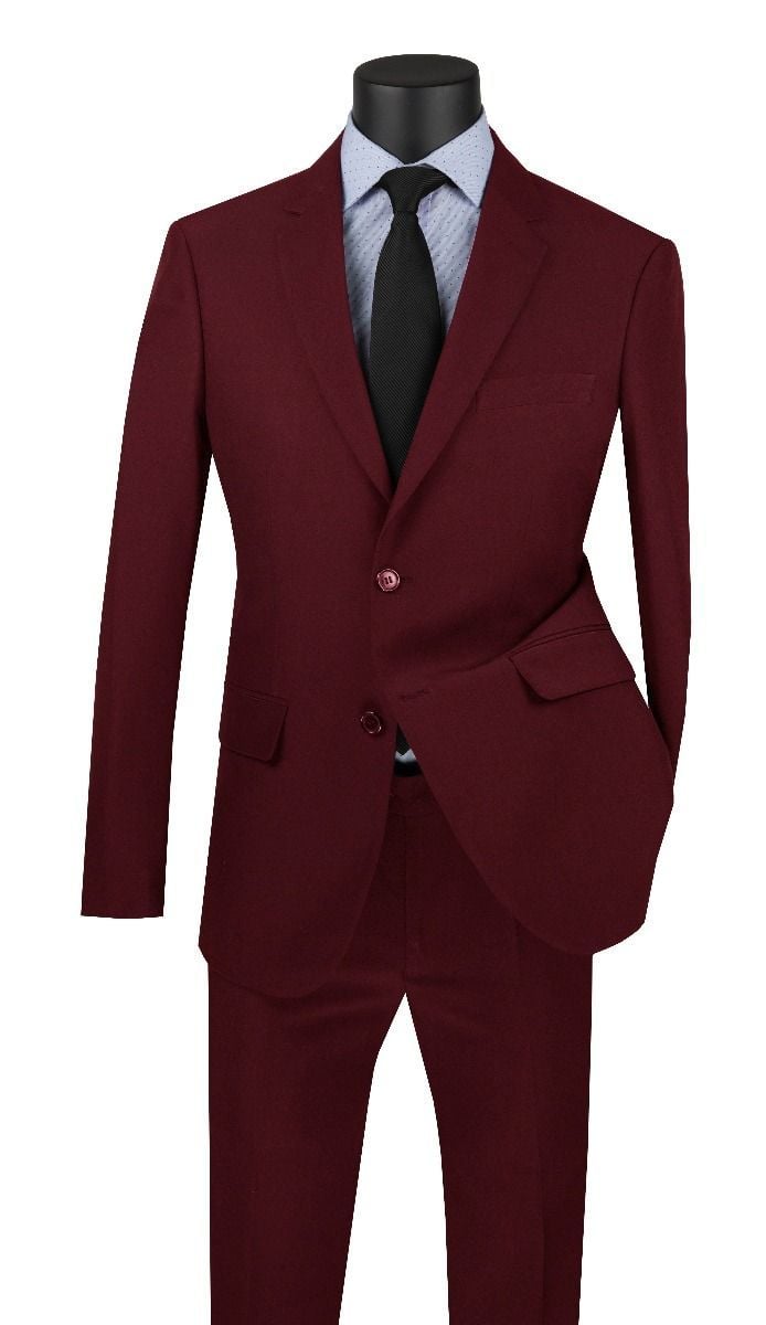 Flat Front Pants Vinci Men's 2-Piece Poplin Suit - Discounted 2-Button Jacket & Flat Front Pants