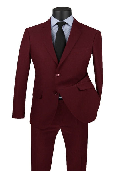 SMB Couture Men's 2-Piece Executive Suit: Solid Burgundy