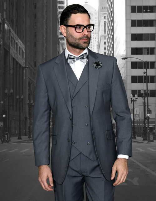 Statement Men's Wool Suit 3 Piece, 100% Solid Color