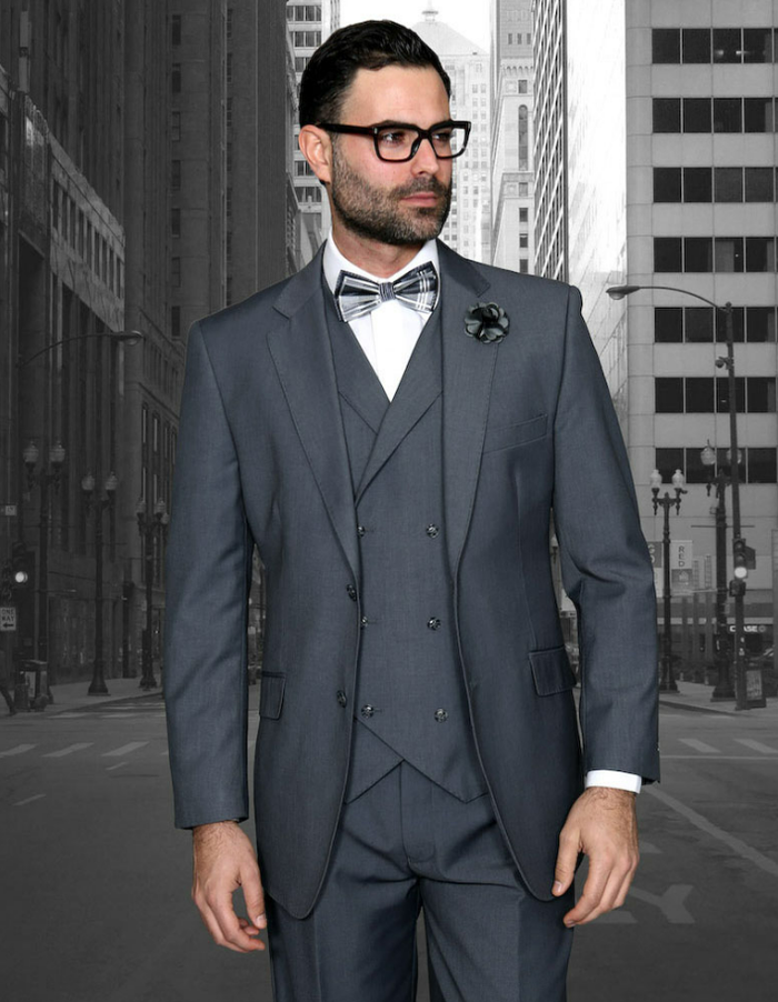 Statement Men's Wool Suit 3 Piece, 100% Solid Color